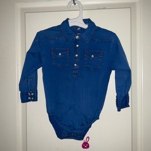 Rafter C ProFlex45 Infant Boys' Washed Blue Long Sleeve Stretch Western Onesie